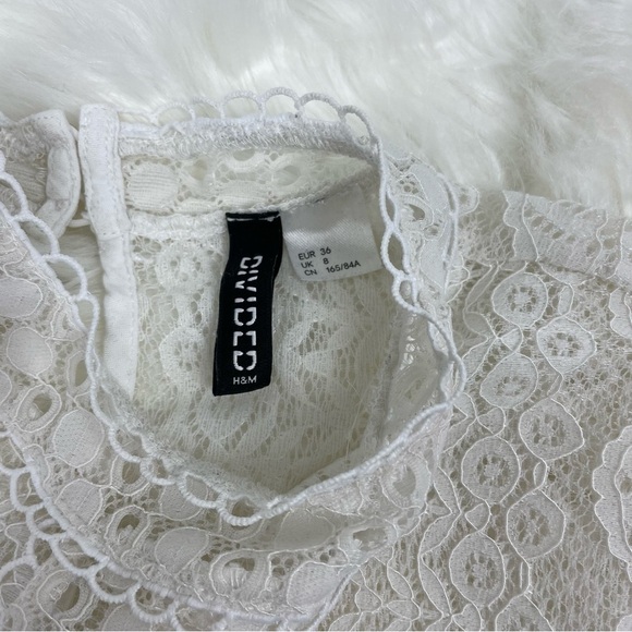Divided White Lace Long Sleeve Crew Neck Top Size Medium - Picture 6 of 6
